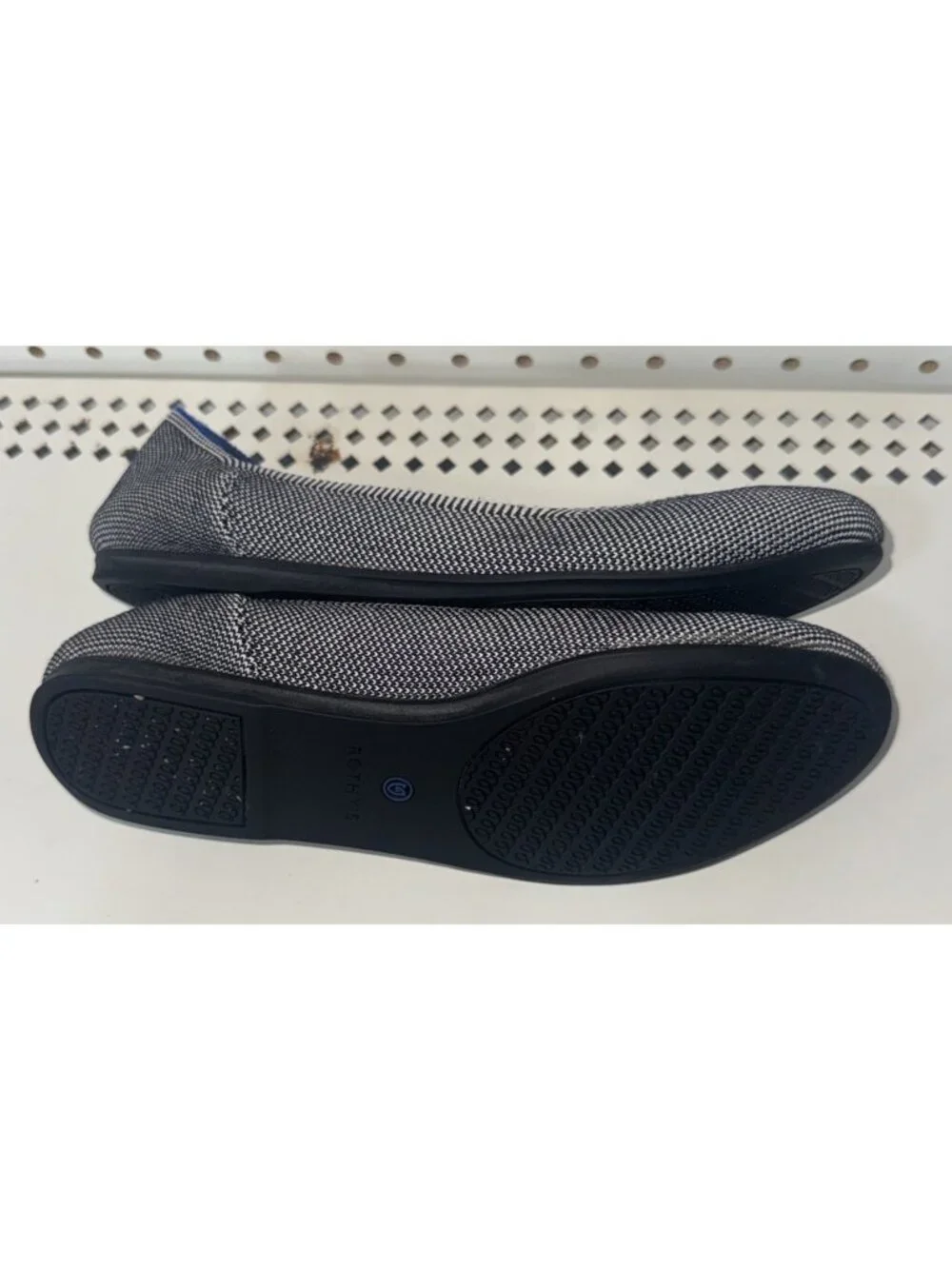 Rothy's The Flat Womens Knit Slip On Flats Shoes Size 8 Gray Birdseye
